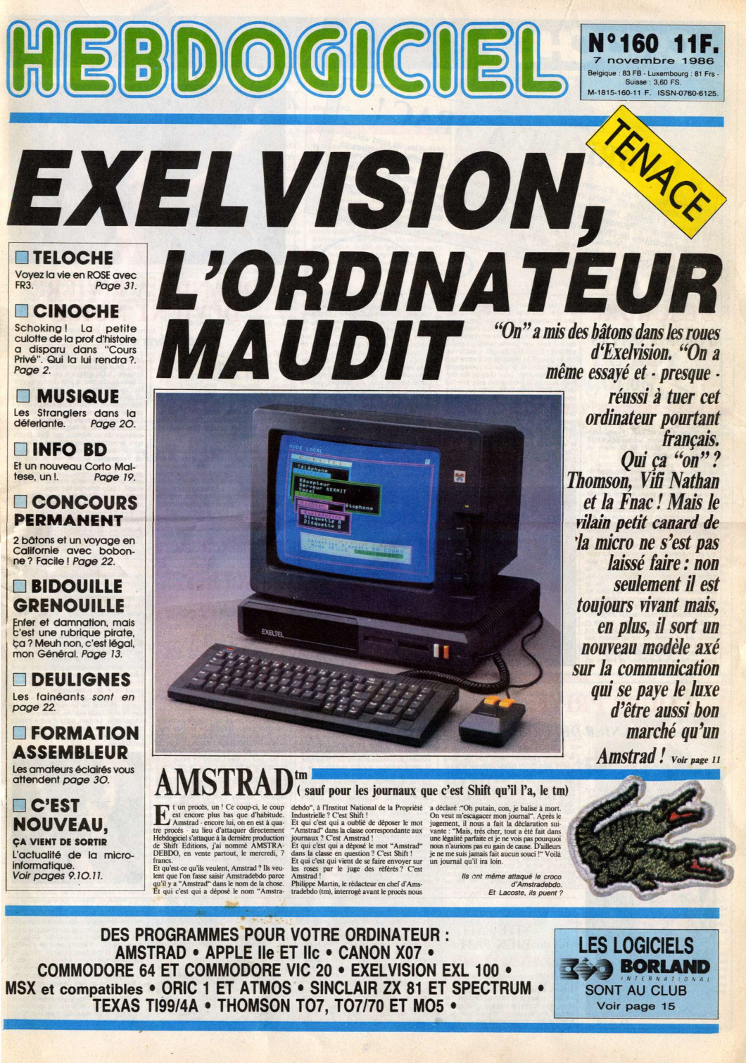 Première page de hebdogiciel numero160