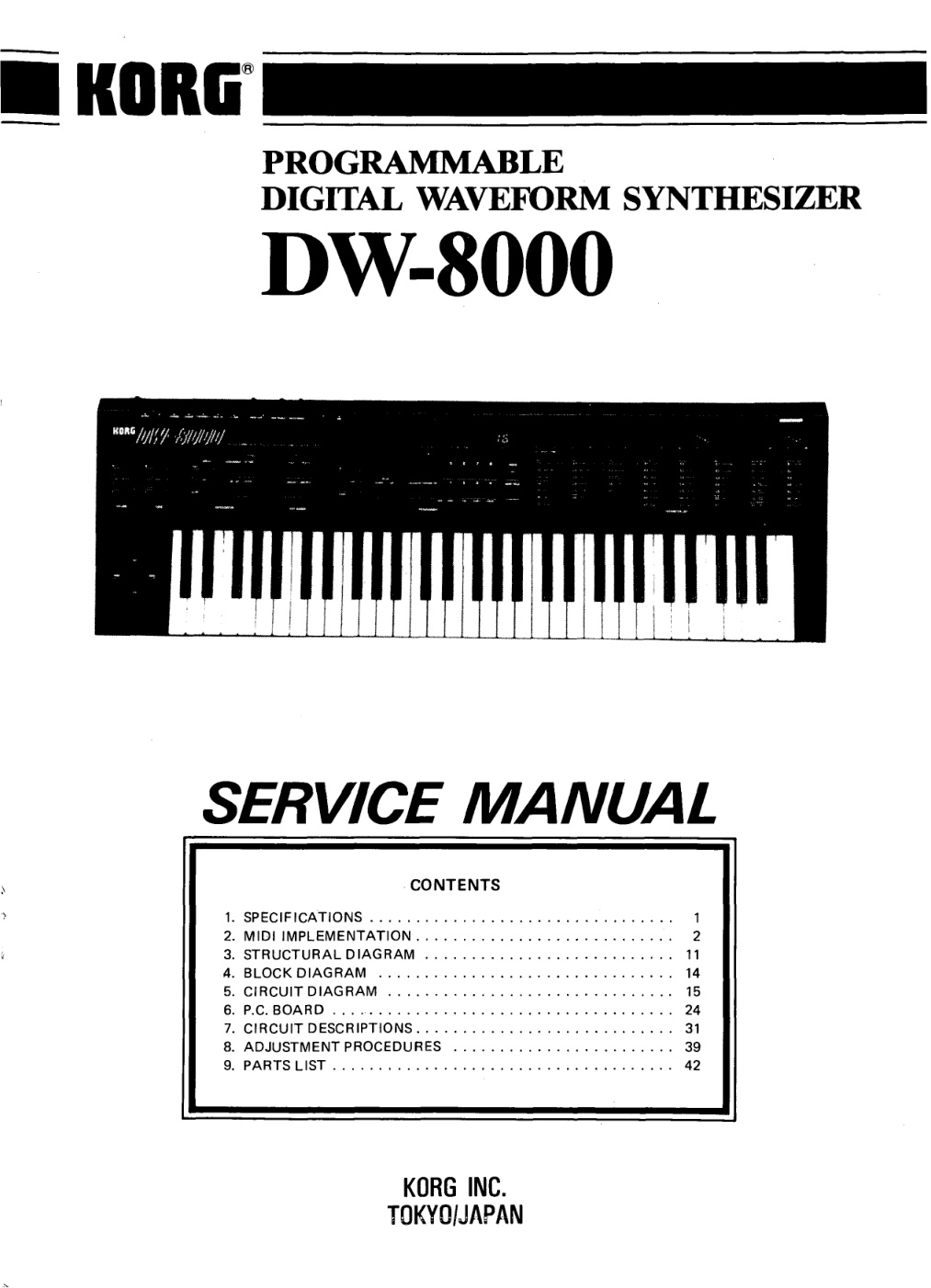 Première page de korg dw 8000 service manual ocr