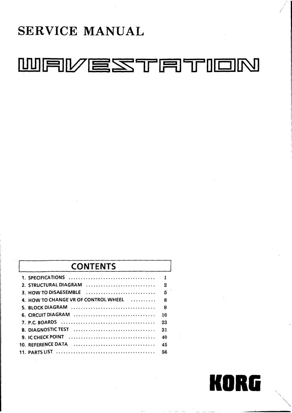 Première page de korg wavestation service manual ocr