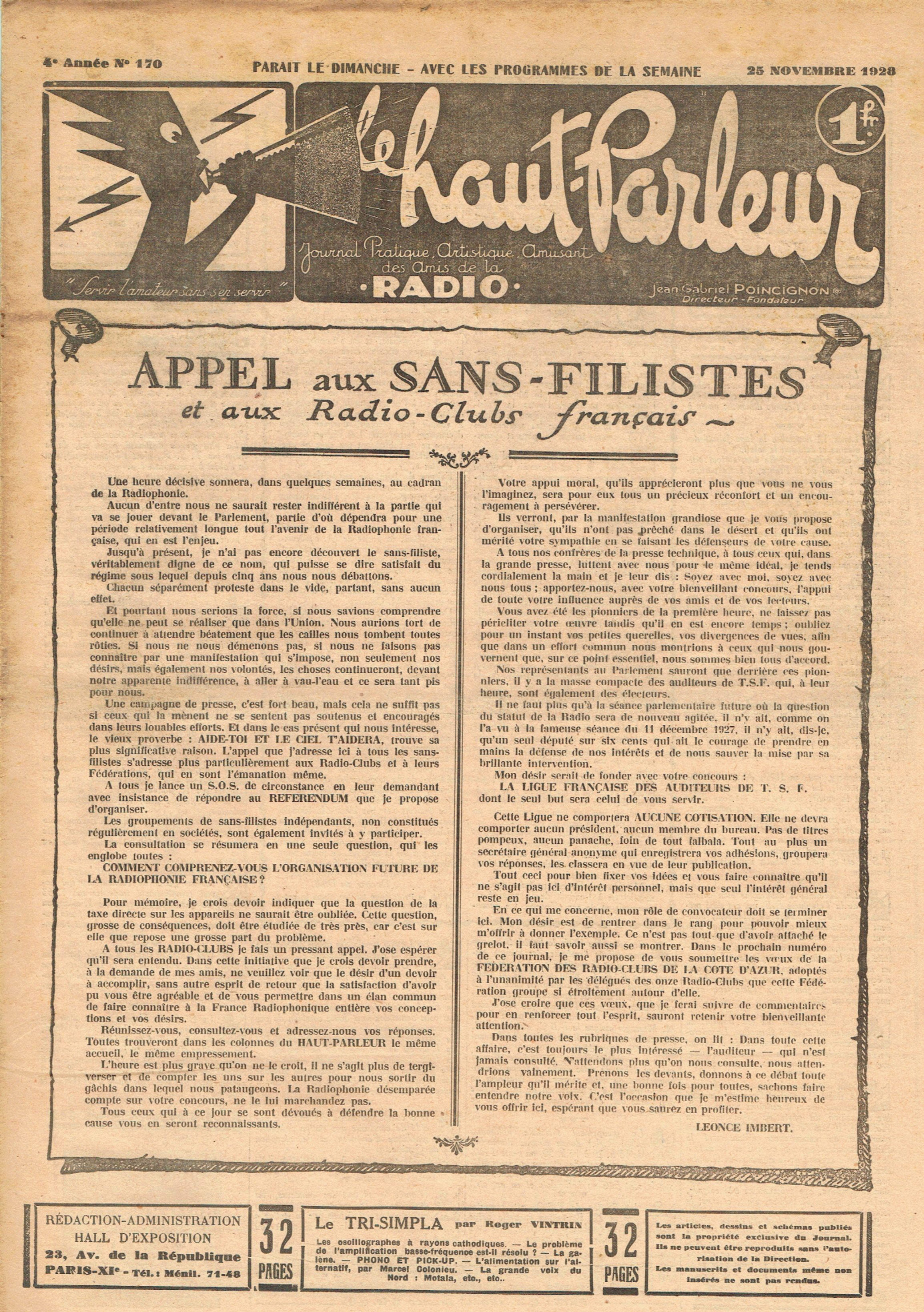 Première page de lehautparleur numero0170