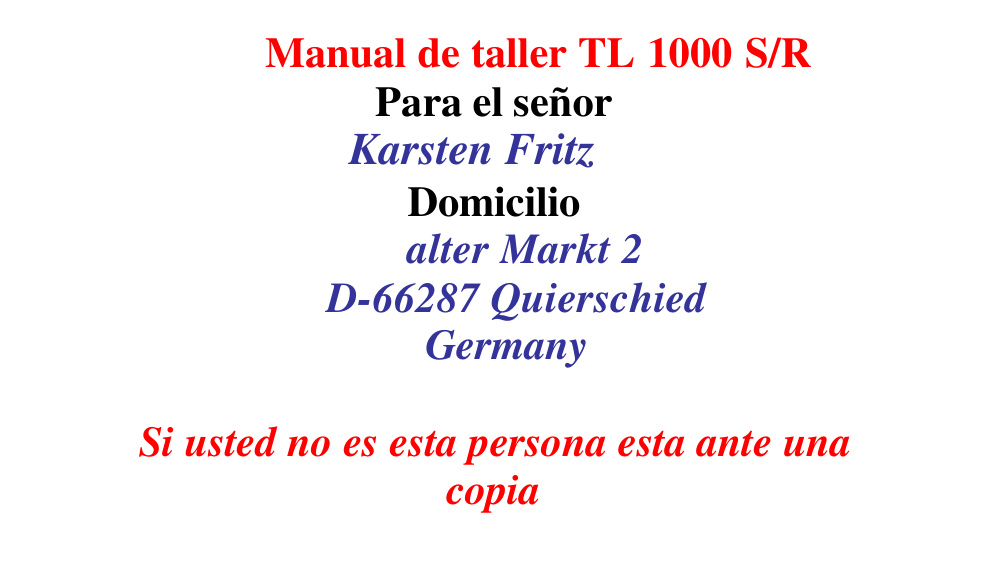 Première page de Manual taller TL 1000
