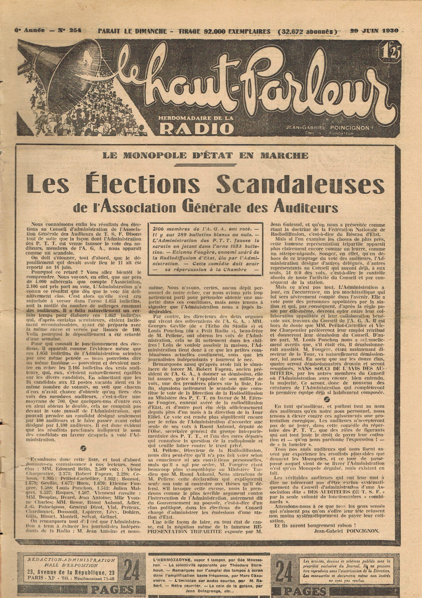 Première page de lehautparleur numero0254