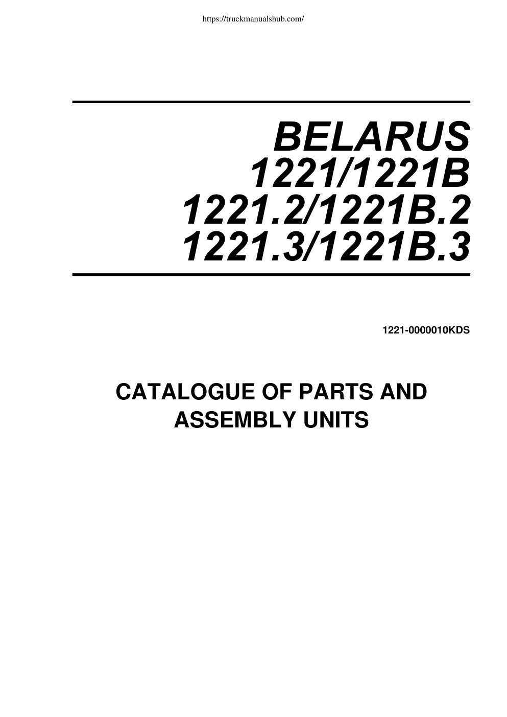 Première page de CATALOGUE OF PARTS AND