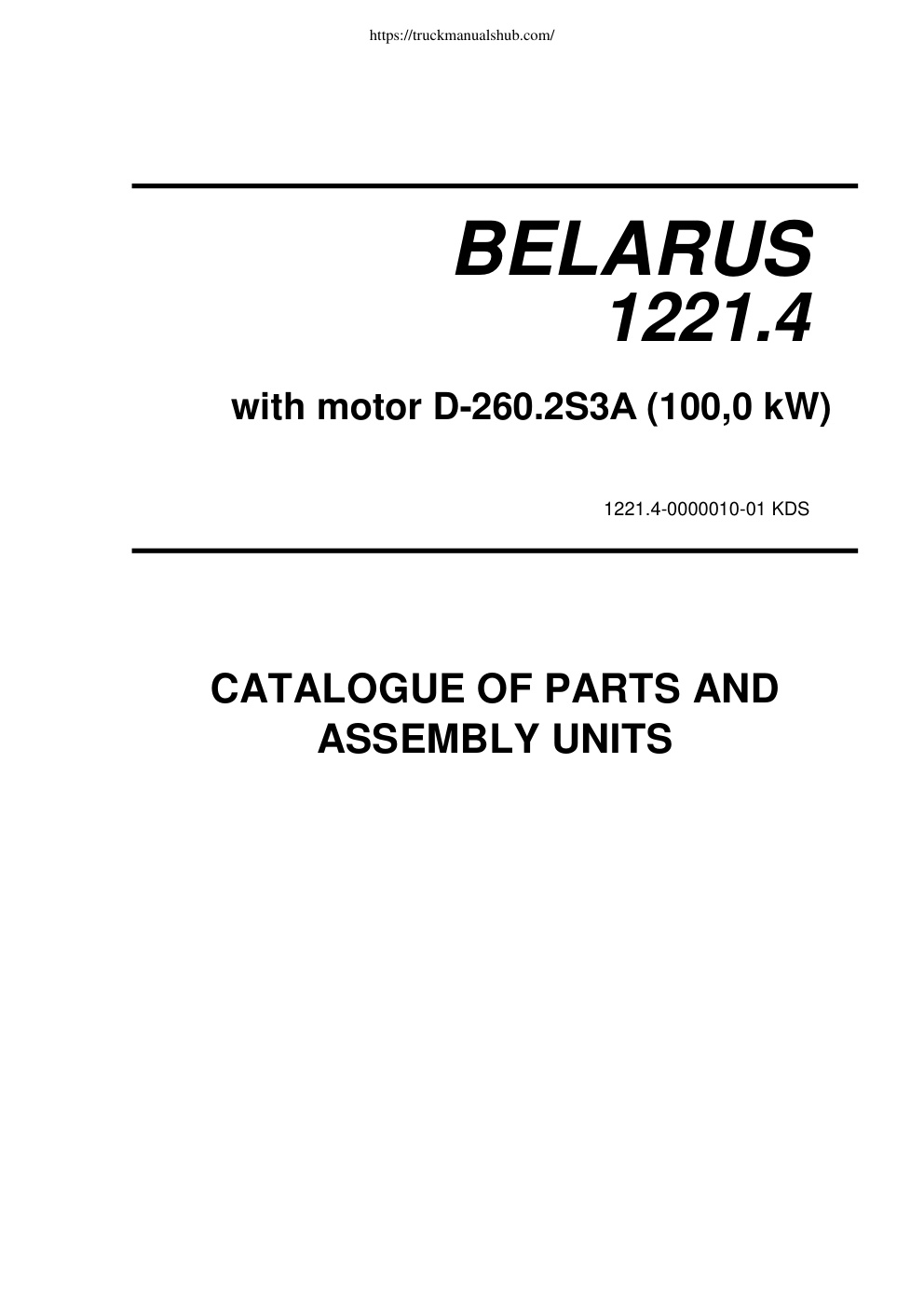 Première page de CATALOGUE OF PARTS AND