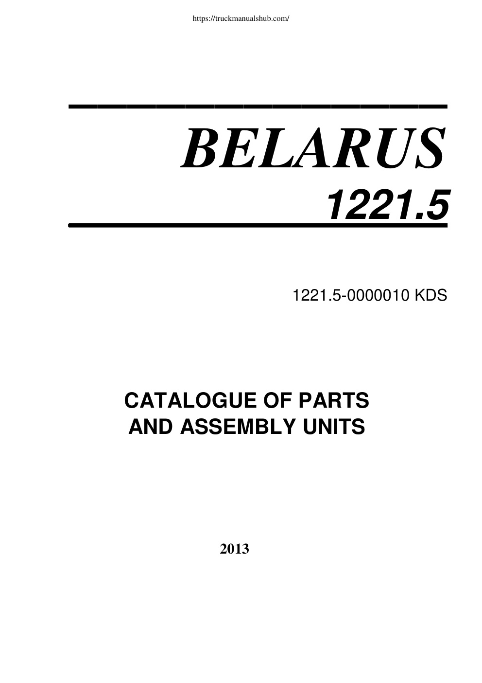 Première page de CATALOGUE OF PARTS