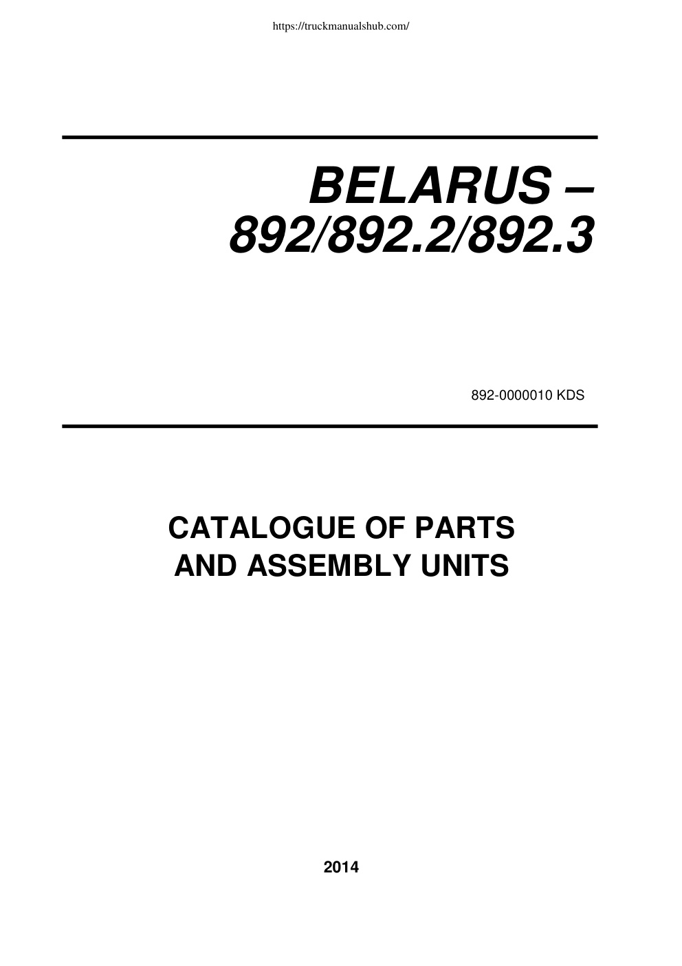 Première page de CATALOGUE OF PARTS