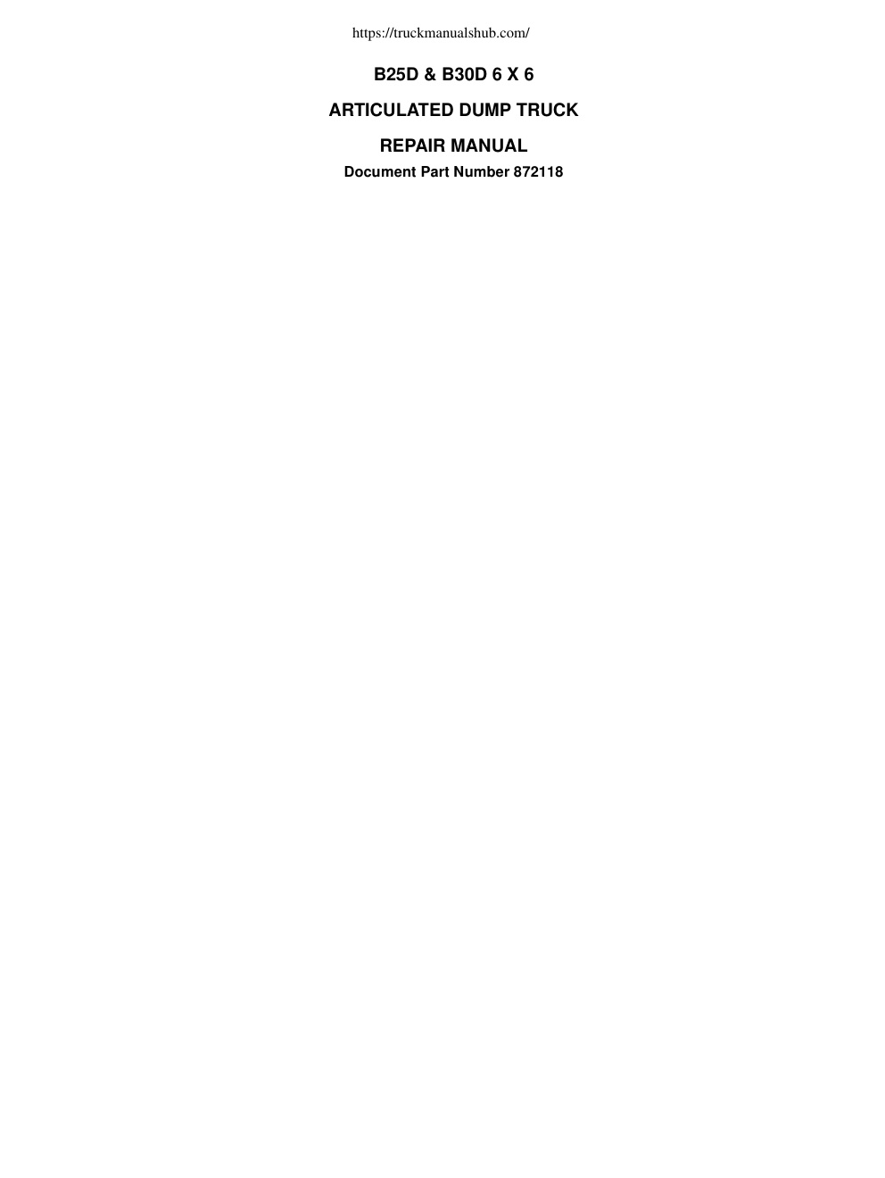 Première page de 872118 - B25D & B30D Repair Manual Part