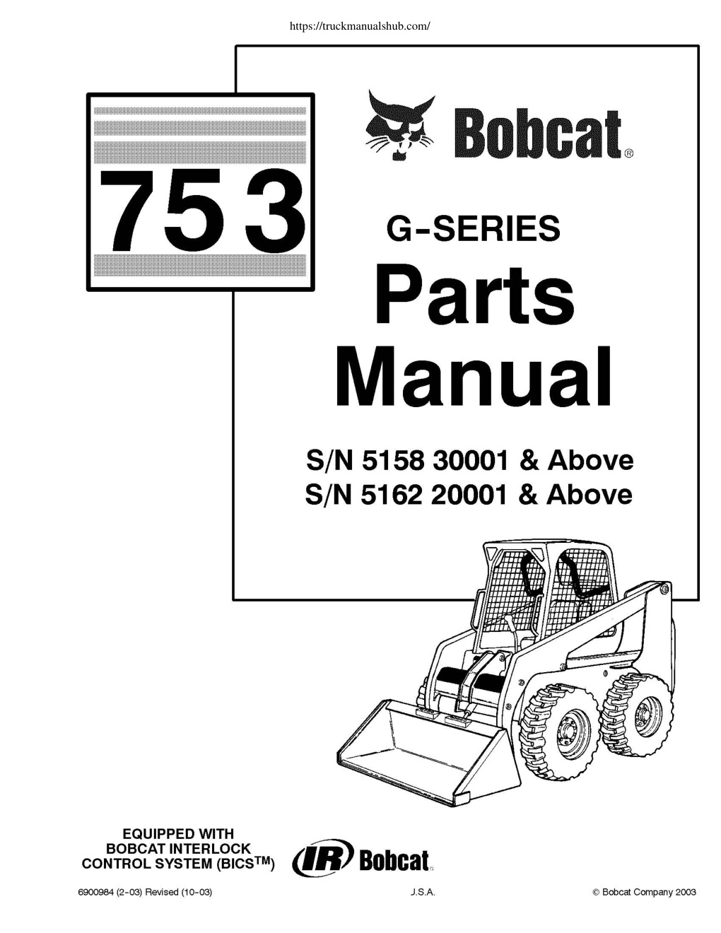 Première page de Bobcat 753G Master Parts Catalog