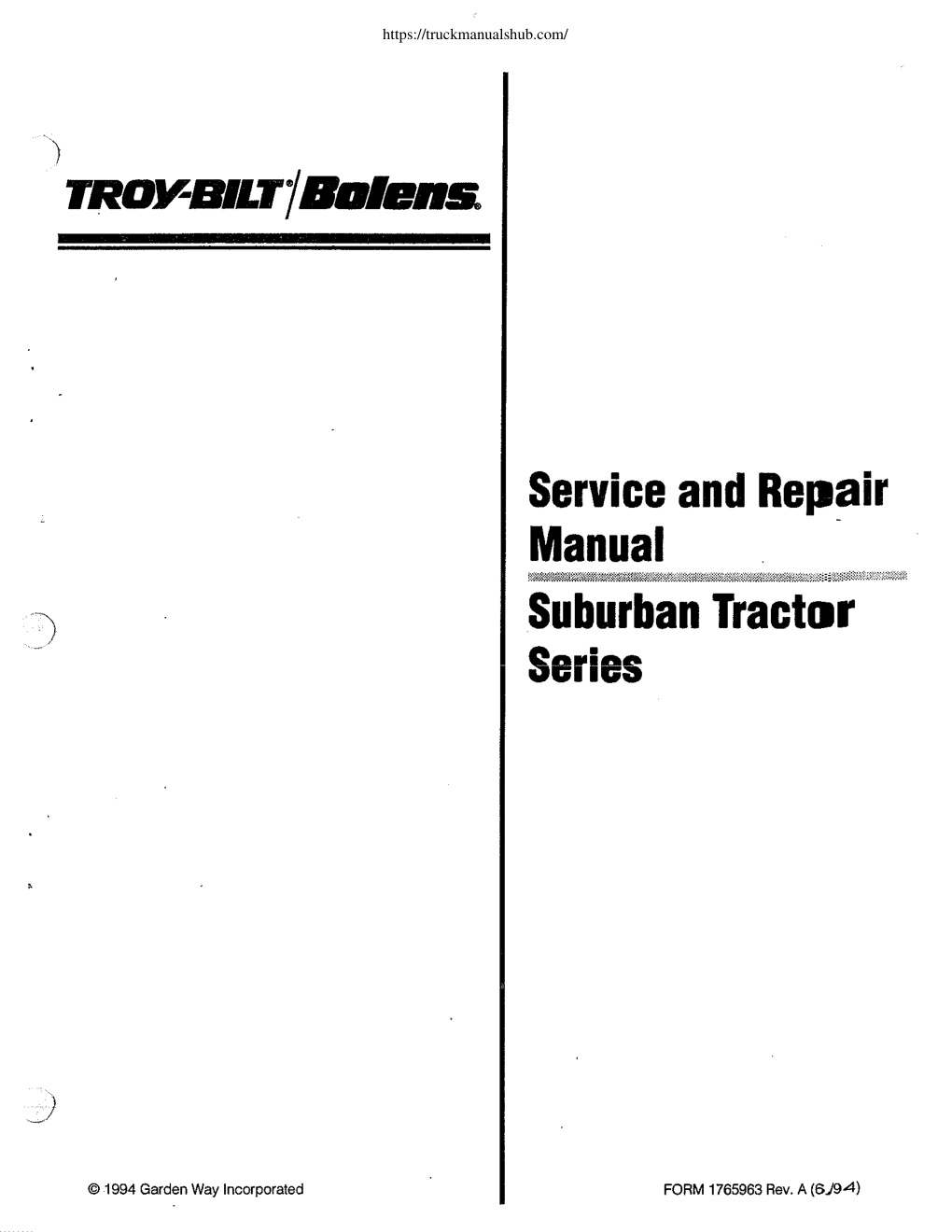 Première page de SUBURBAN TRACTOR REPAIR MANUAL
