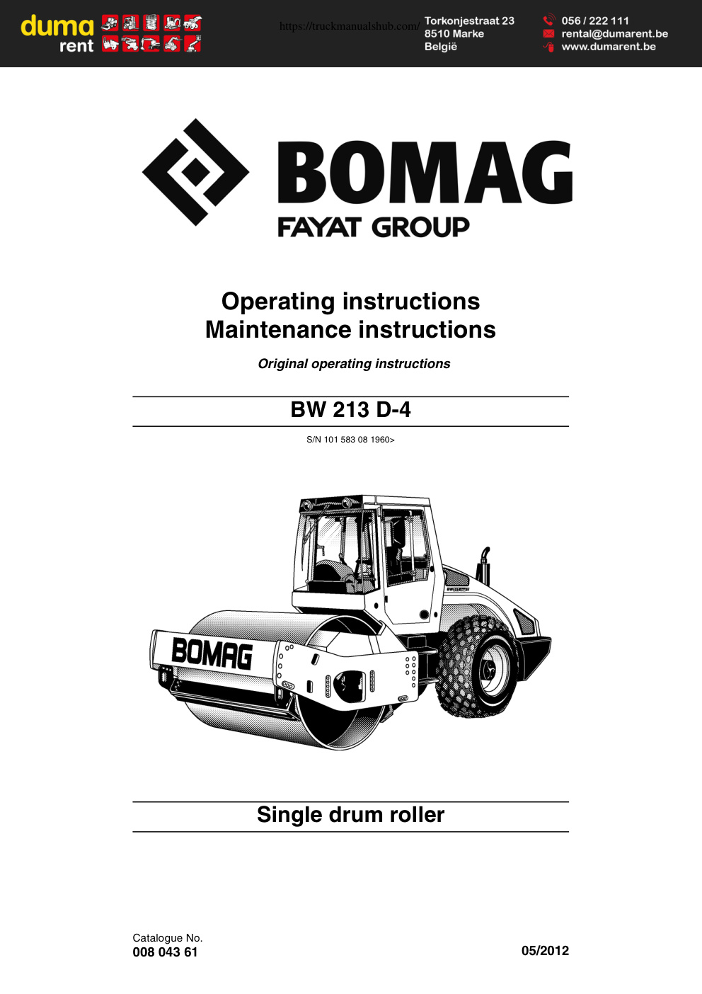 Première page de Operating instructions