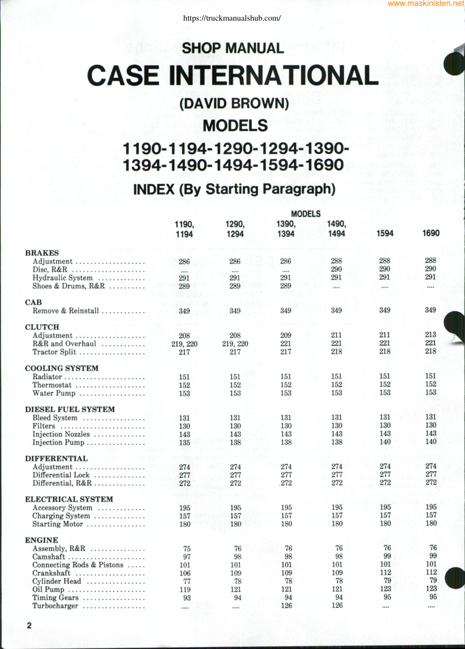 Première page de SHOP MANUAL