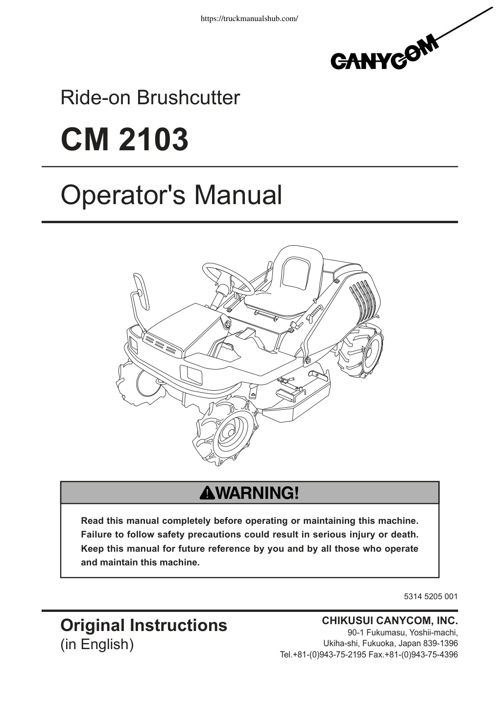 Première page de Operator's Manual