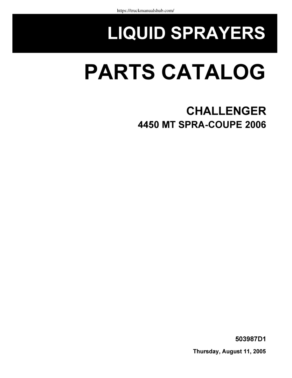 Première page de PARTS CATALOG