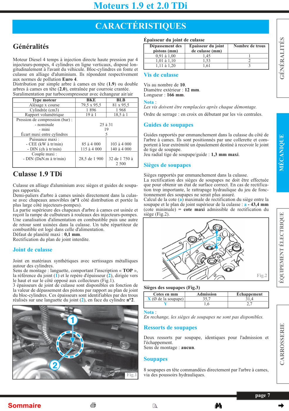 Première page de Moteurs 1.9 et 2.0 TDi