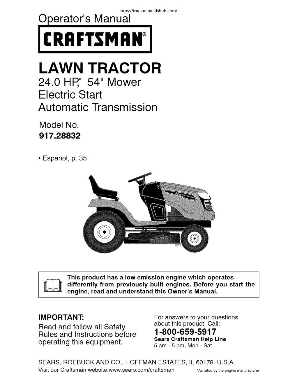 Première page de Operator's Manual