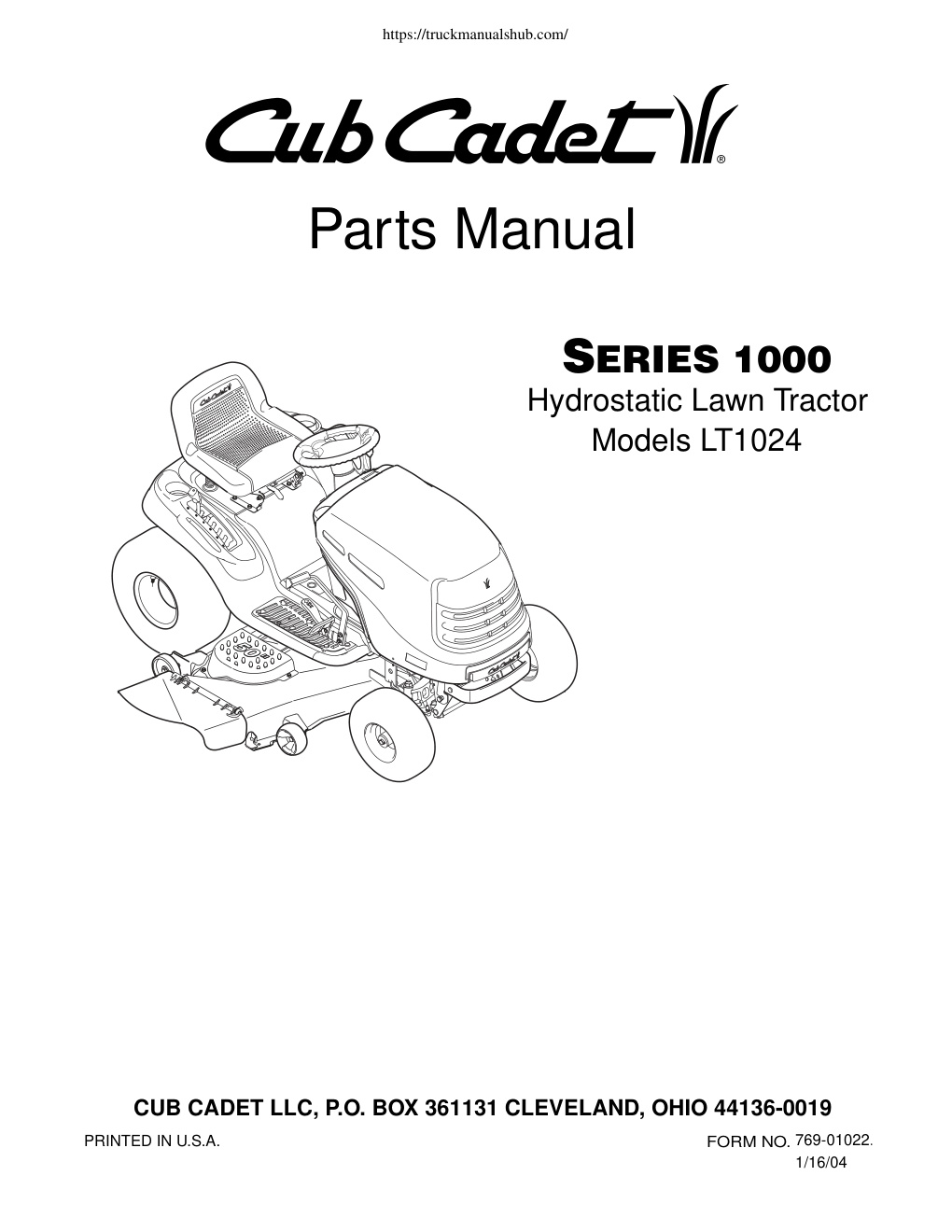 Première page de Parts Manual