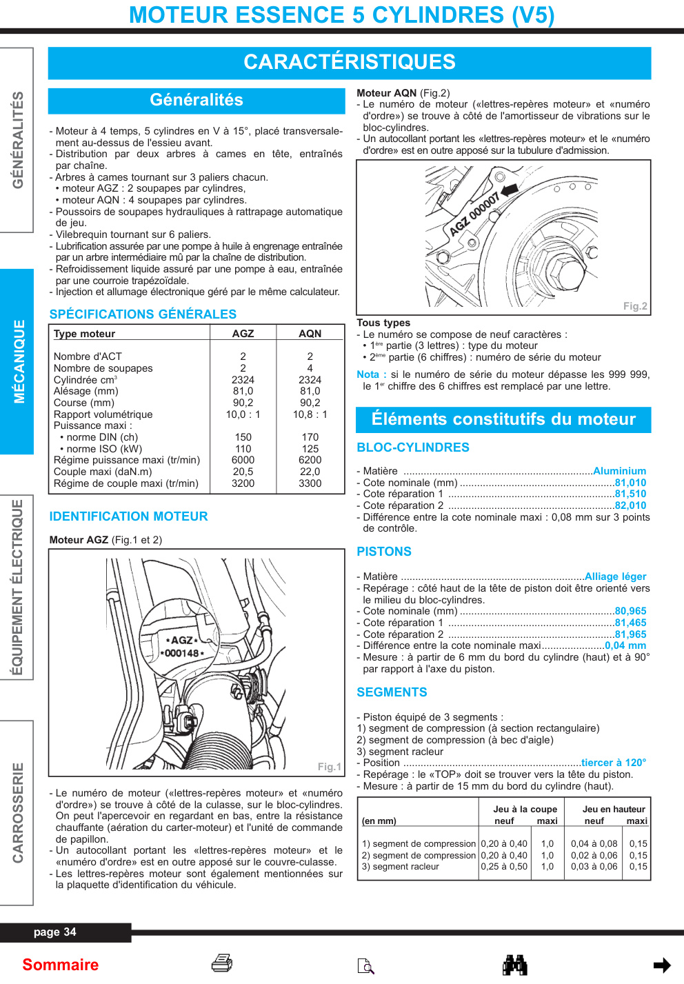 Première page de MOTEUR ESSENCE 5 CYLINDRES (V5)