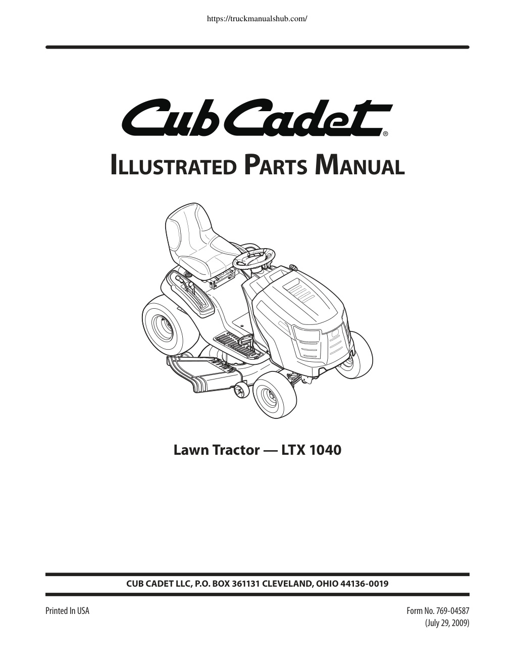 Première page de Illustrated Parts Manual