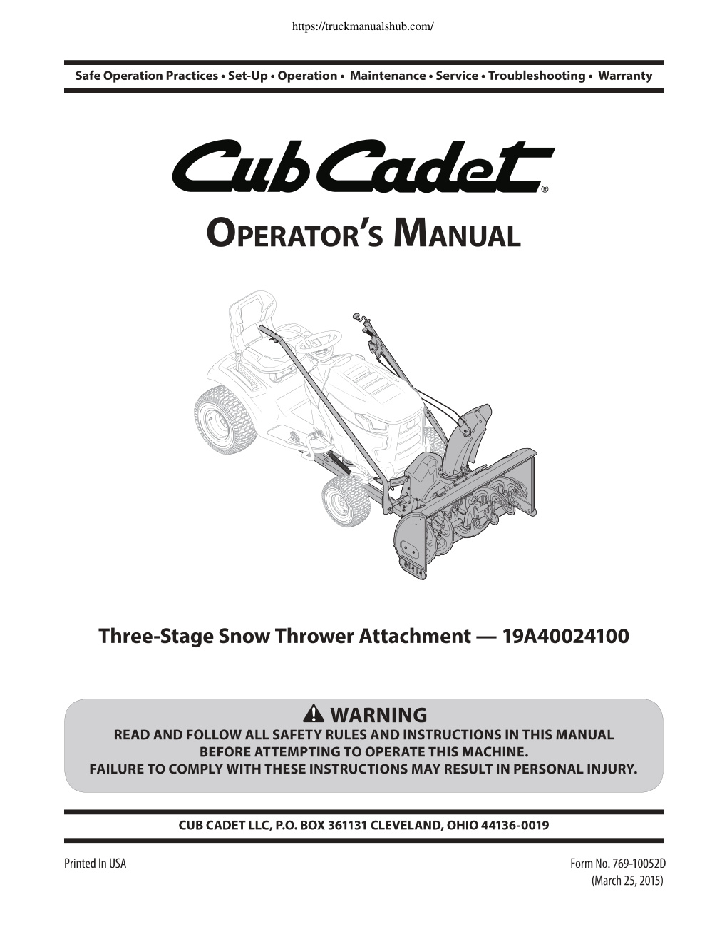 Première page de OPERATOR’S MANUAL