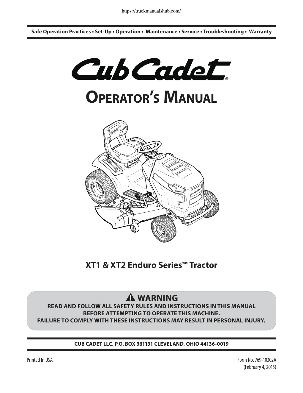 Première page de READ AND FOLLOW ALL SAFETY RULES AND INSTRUCTIONS IN THIS MANUAL