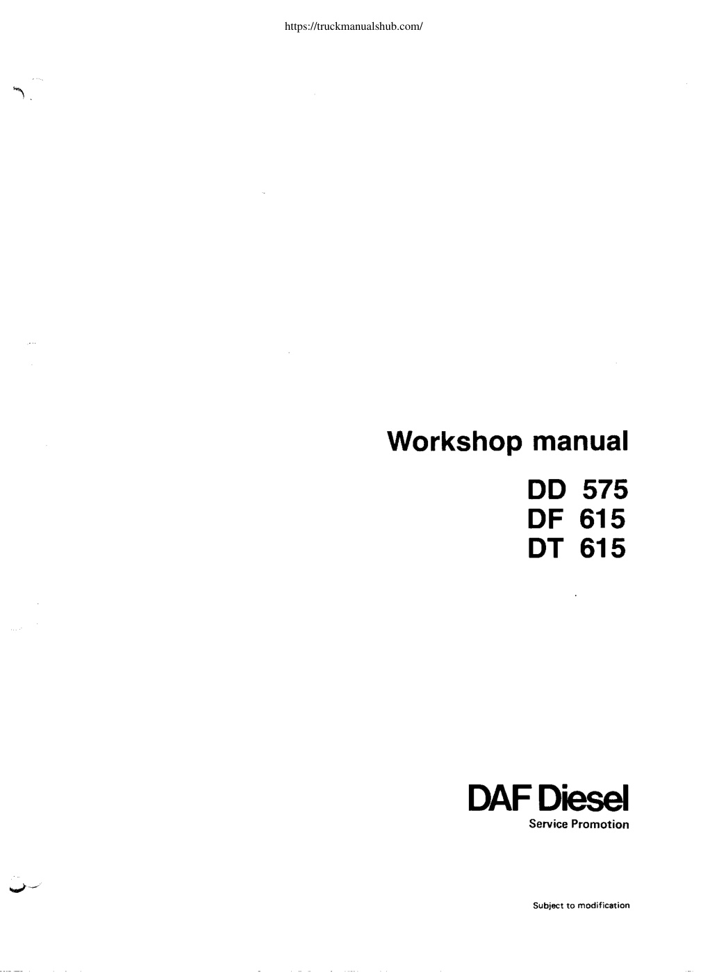 Première page de Workshop manual