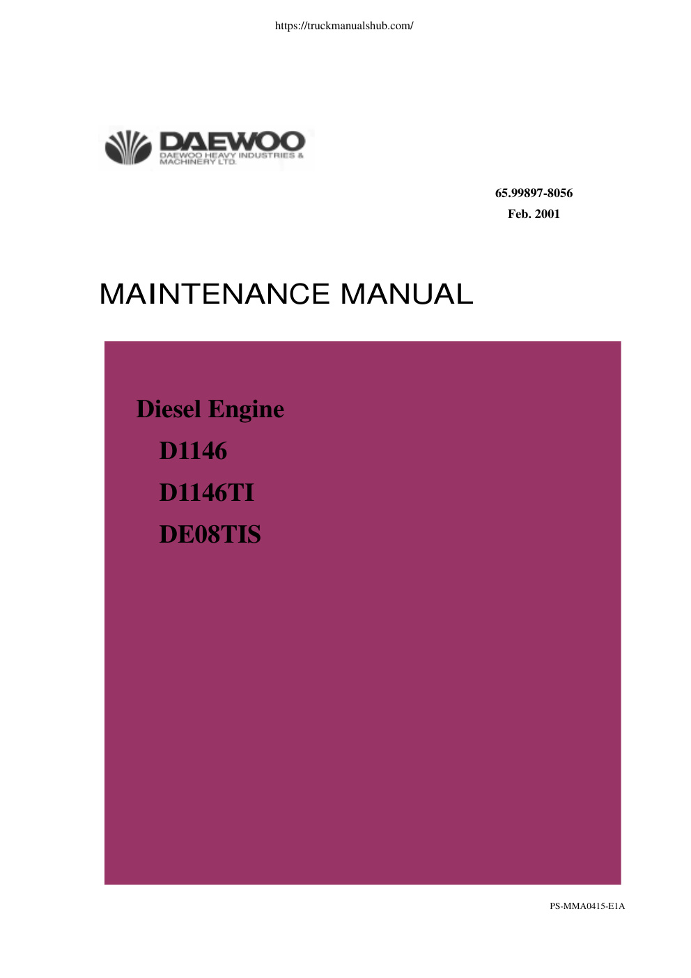 Première page de MAINTENANCE MANUAL