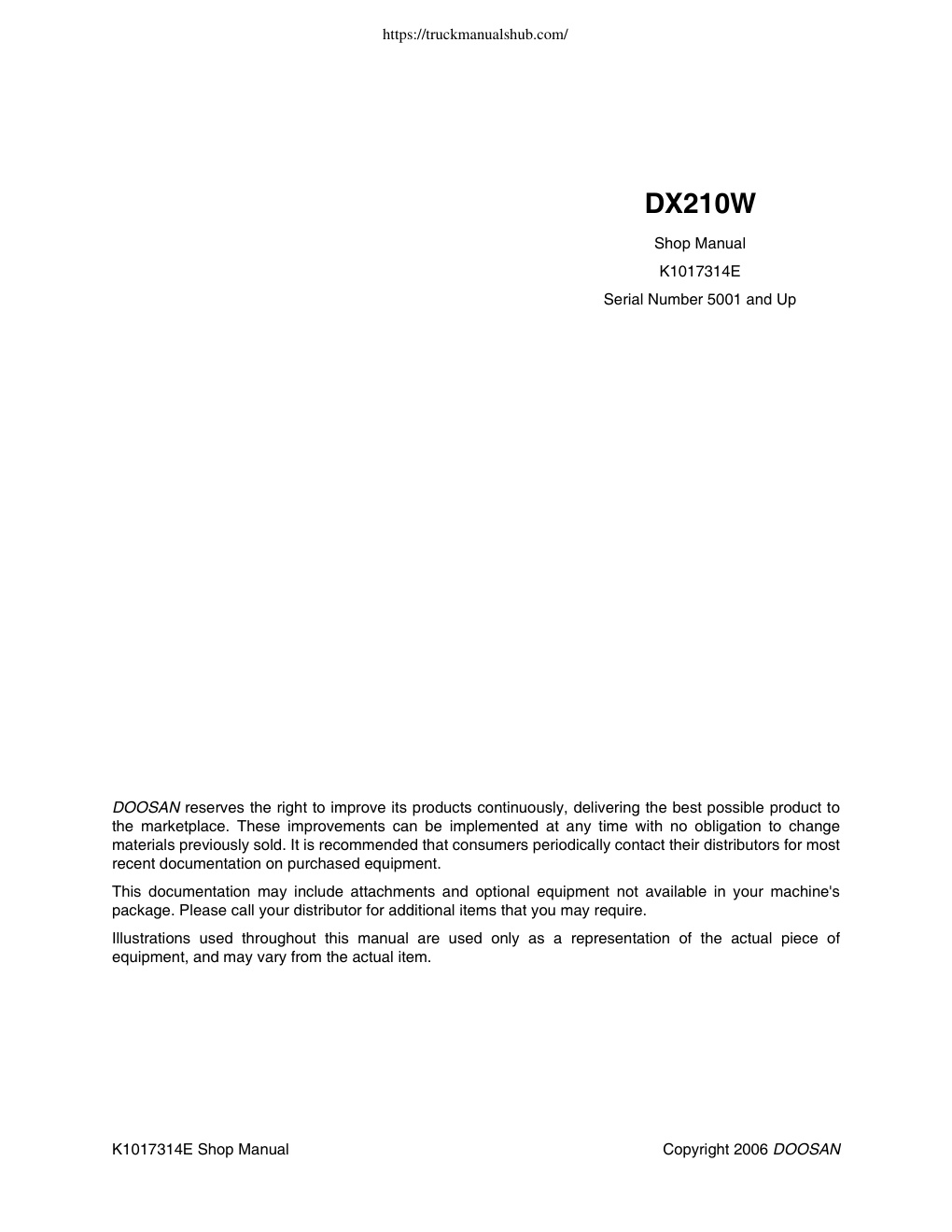 Première page de Shop Manual