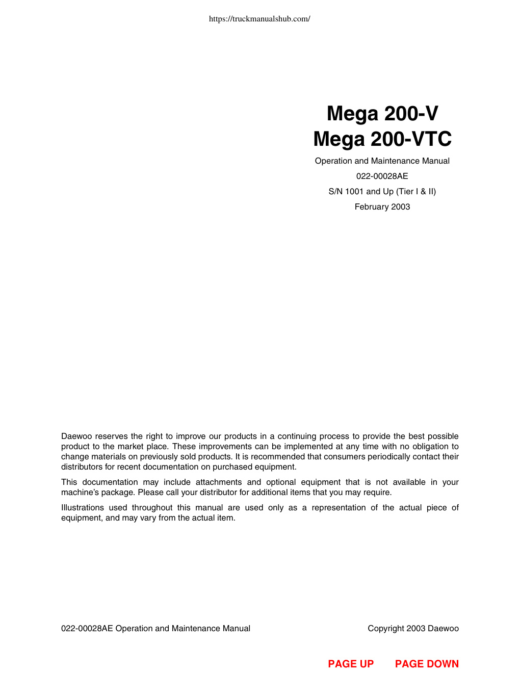 Première page de Operation and Maintenance Manual