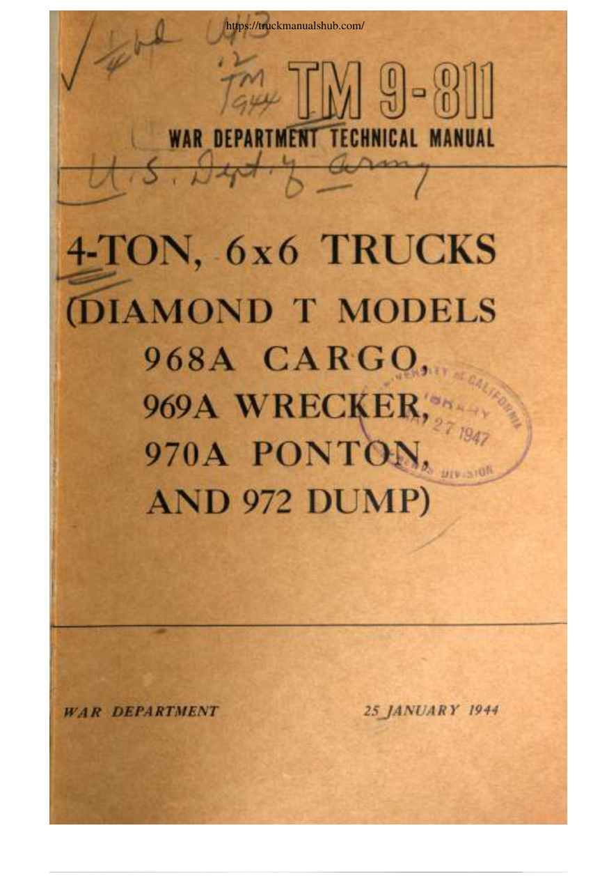 Première page de Diamond T TM9 811 Operators and Maintenance Manual