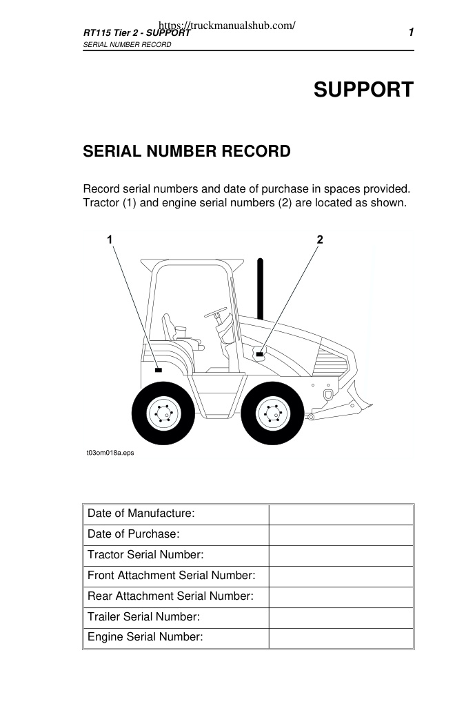 Première page de Ditch Witch RT115 Manual