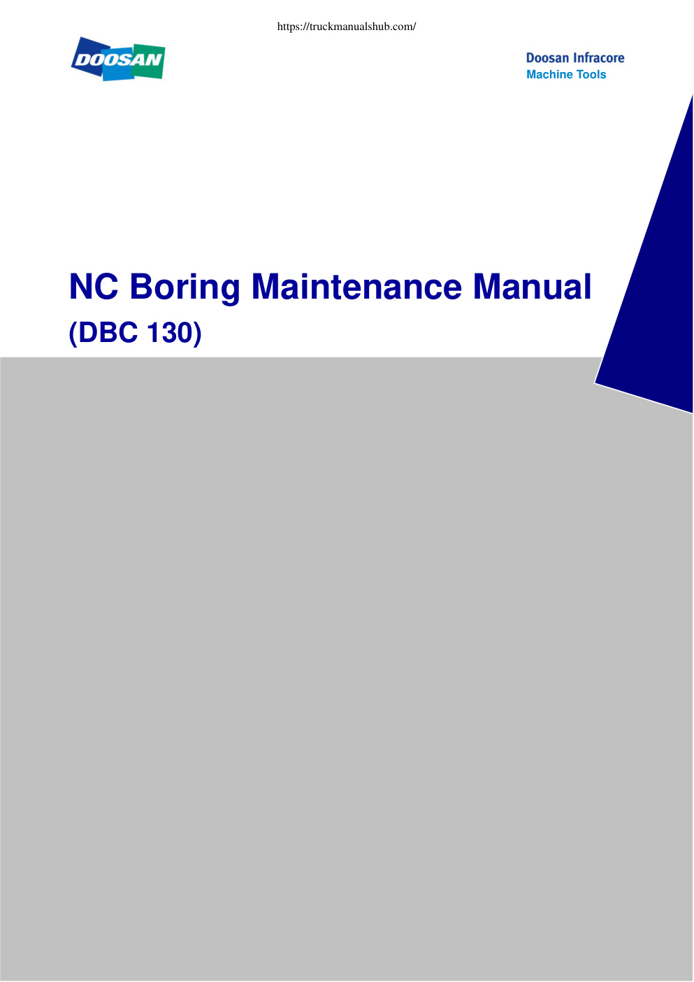 Première page de NC Boring Maintenance Manual