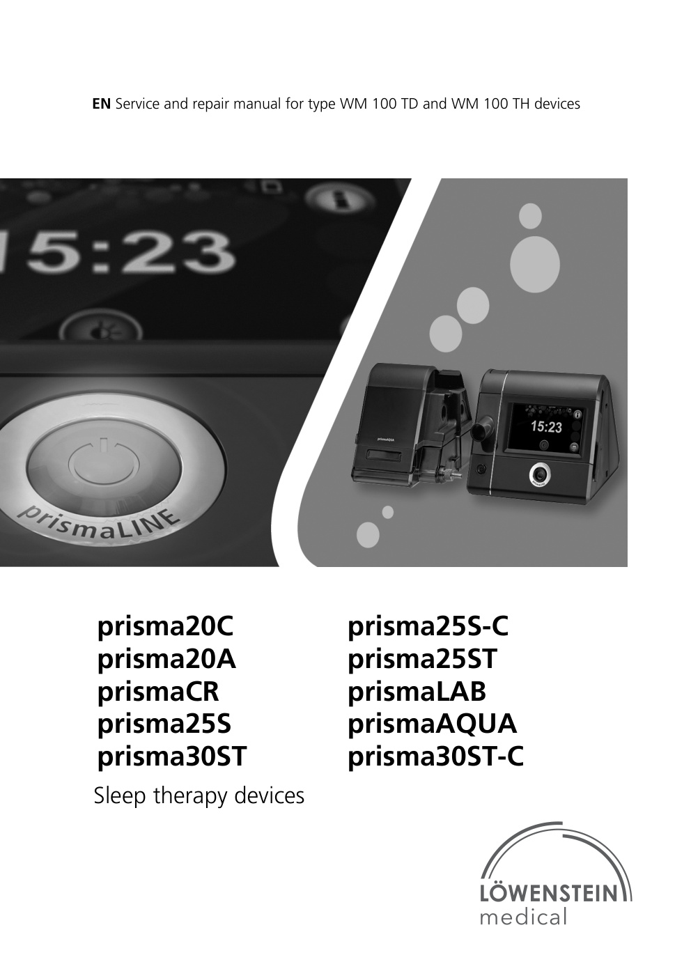Première page de EN Service and repair manual for type WM 100 TD and WM 100 TH devices