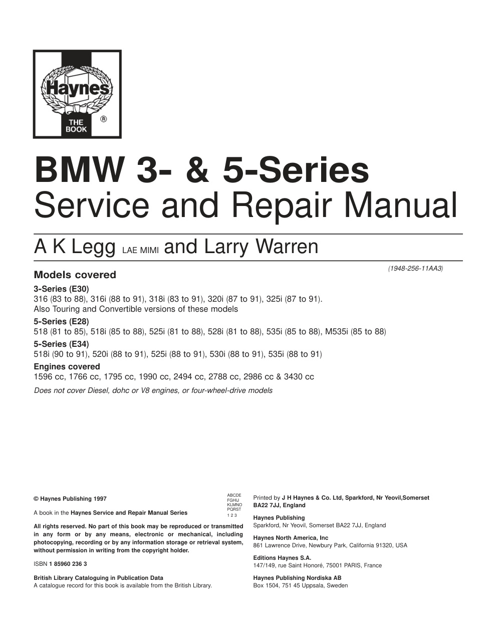 Première page de Service and Repair Manual