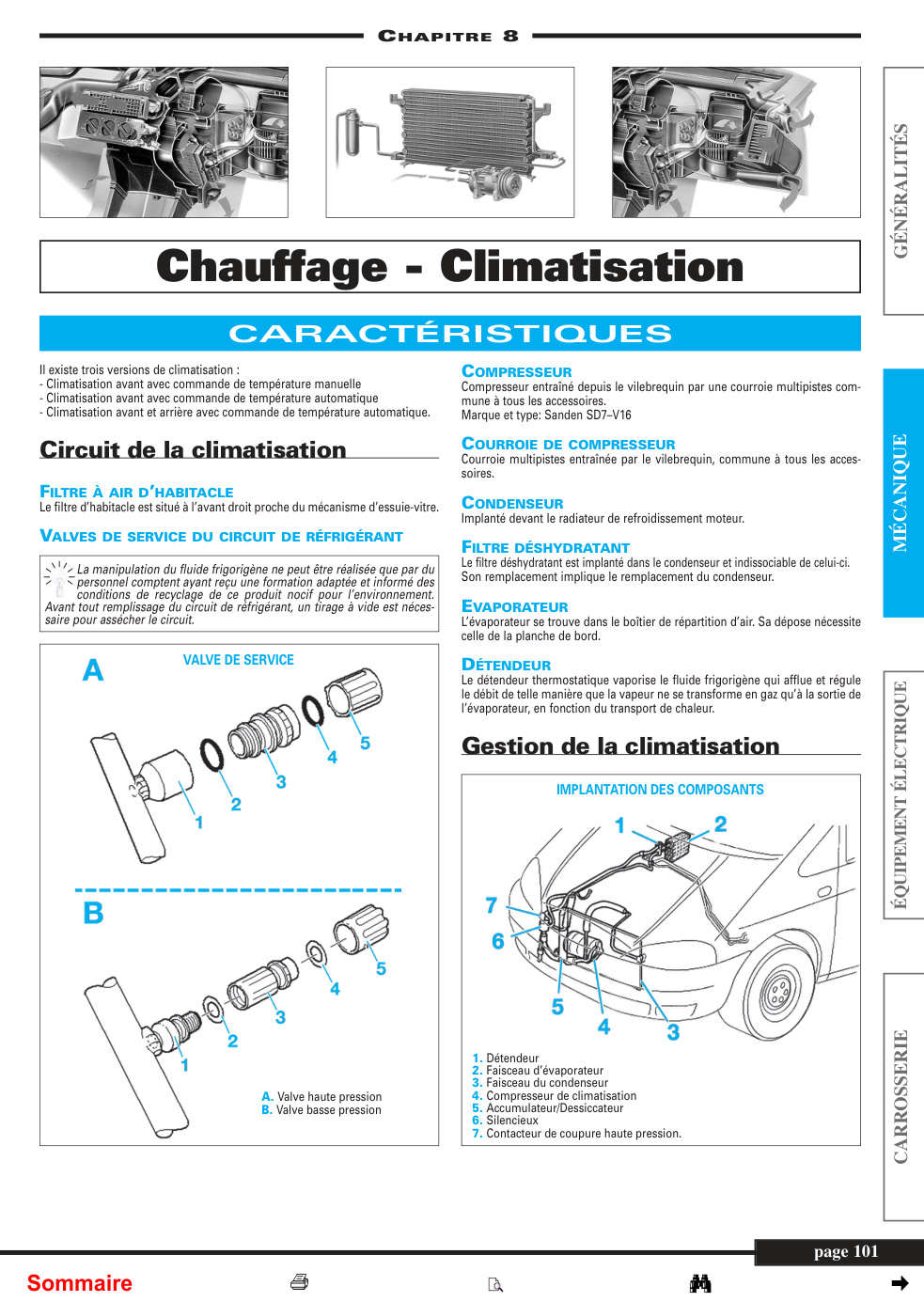 Première page de VALVES DE SERVICE DU CIRCUIT DE RÉFRIGÉRANT FILTRE DÉSHYDRATANT MÉCANIQUE