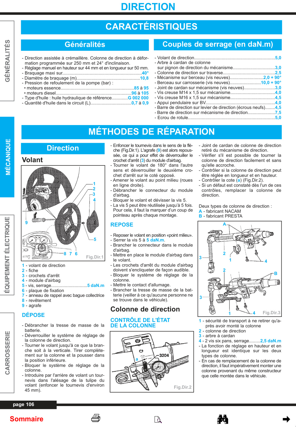 Première page de Généralités Couples de serrage (en daN.m)