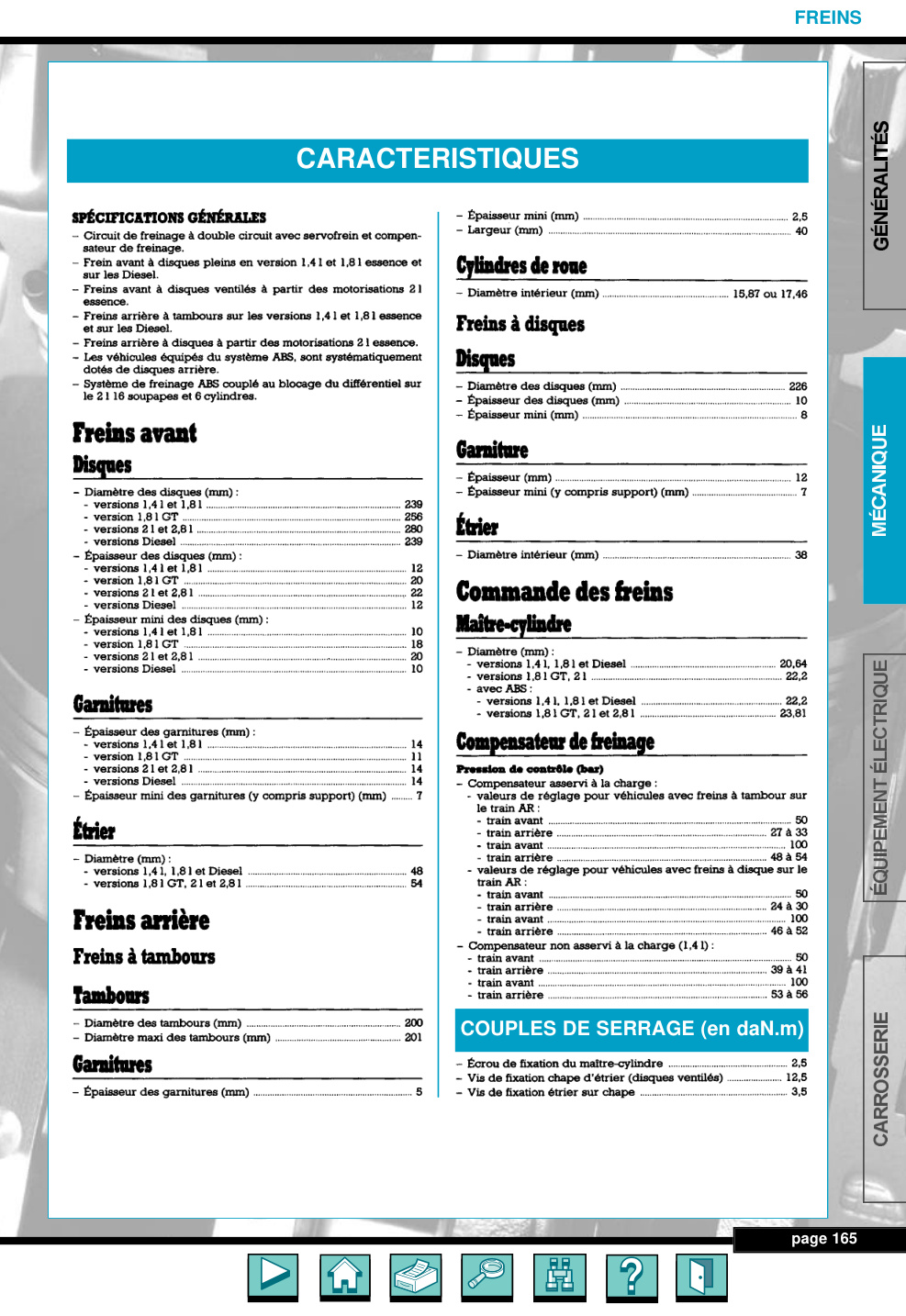 Première page de SPÉCIFICATIONS GÉNÉRALES — Épaisseur mini (mm)