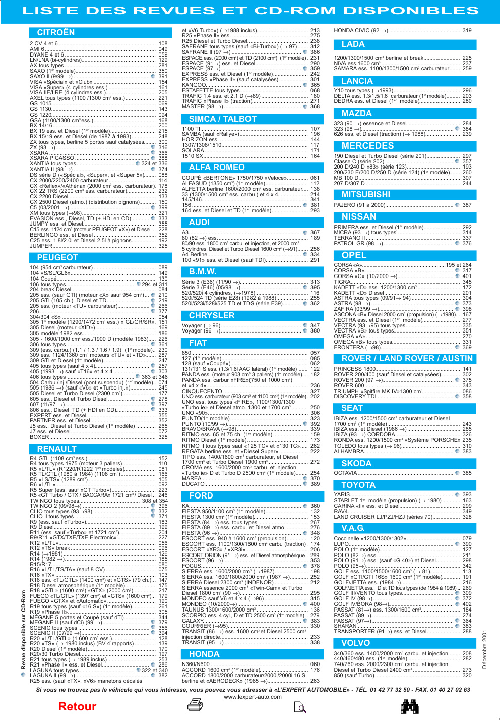 Première page de LISTE DES REVUES ET CD-ROM DISPONIBLES