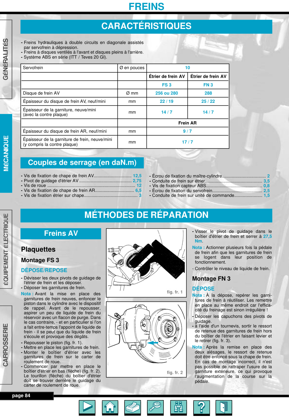 Première page de freins