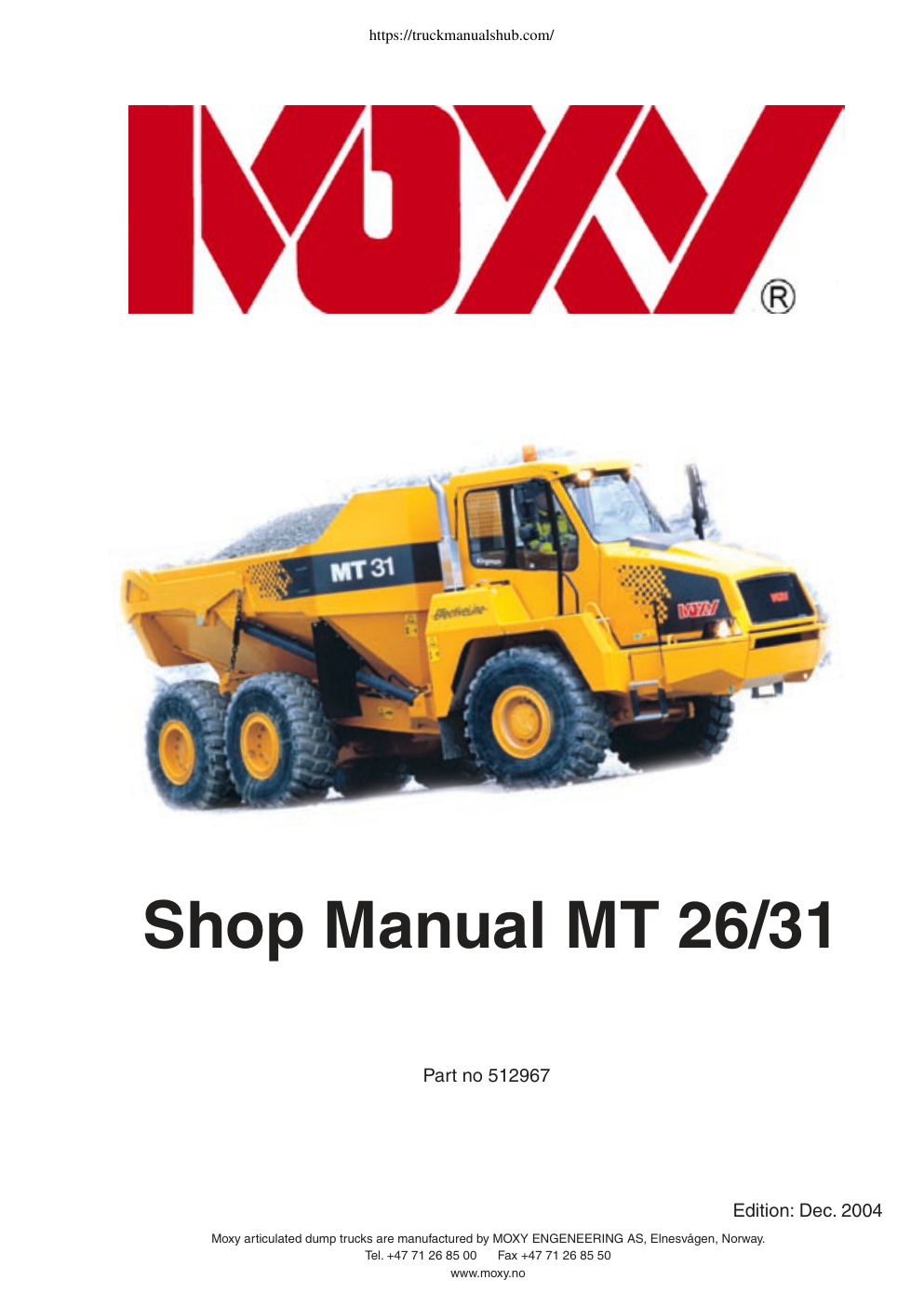 Première page de MT26/MT31 - Shop Manual - 0. General Instructions