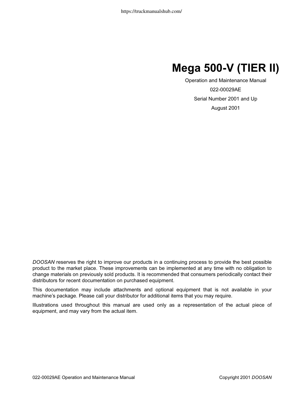 Première page de Operation and Maintenance Manual