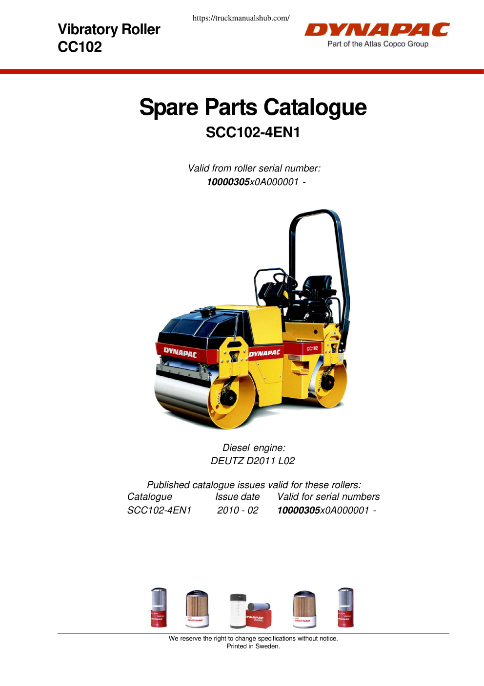 Première page de Spare Parts Catalogue