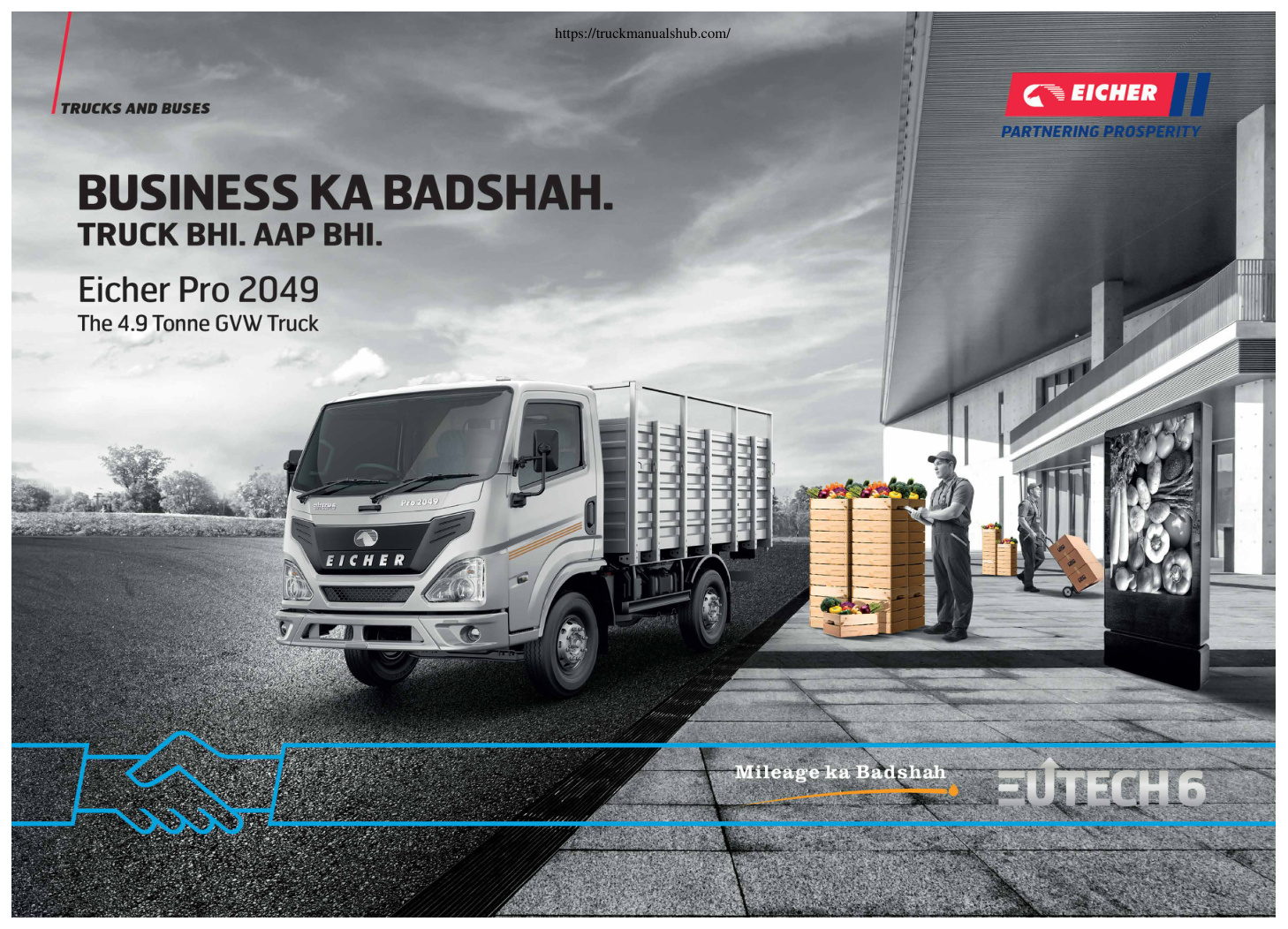 Première page de Pro 2049_ Whit Truk _ VE COMMERCIAL VEHICLES_Eicher BS6 Leaflet