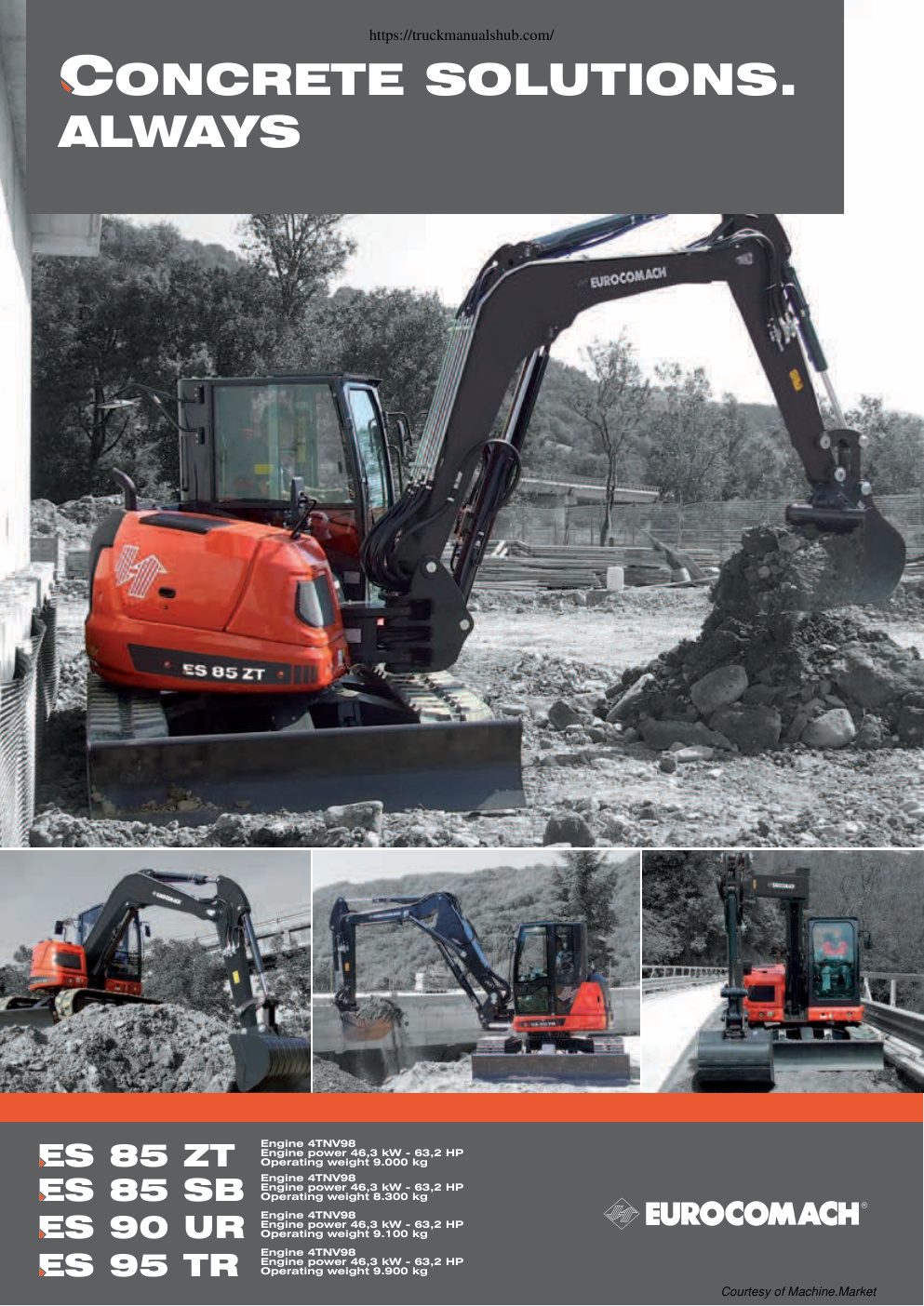 Première page de Eurocomach Excavators, Dozers, & Motor Graders
