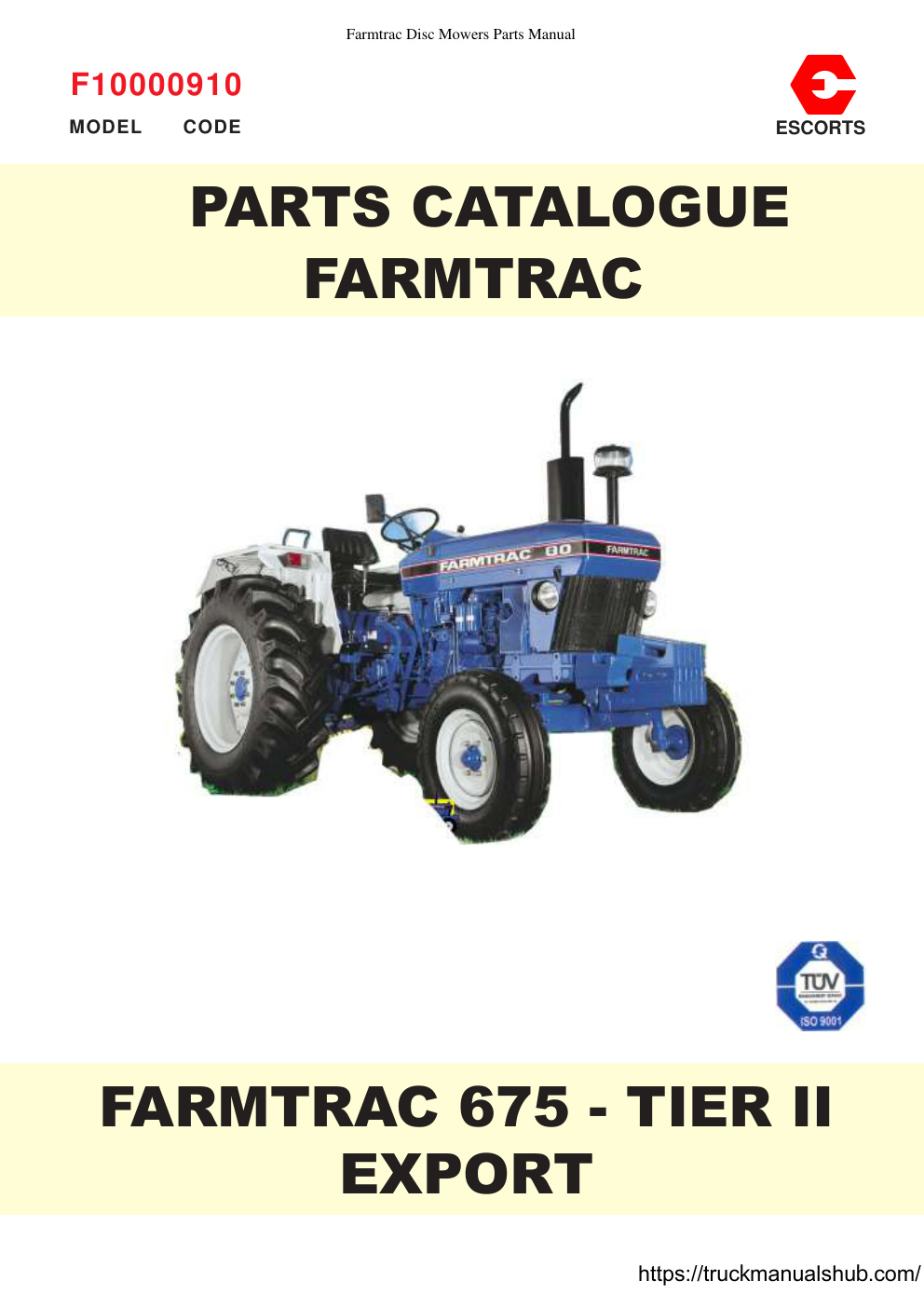 Première page de PARTS CATALOGUE