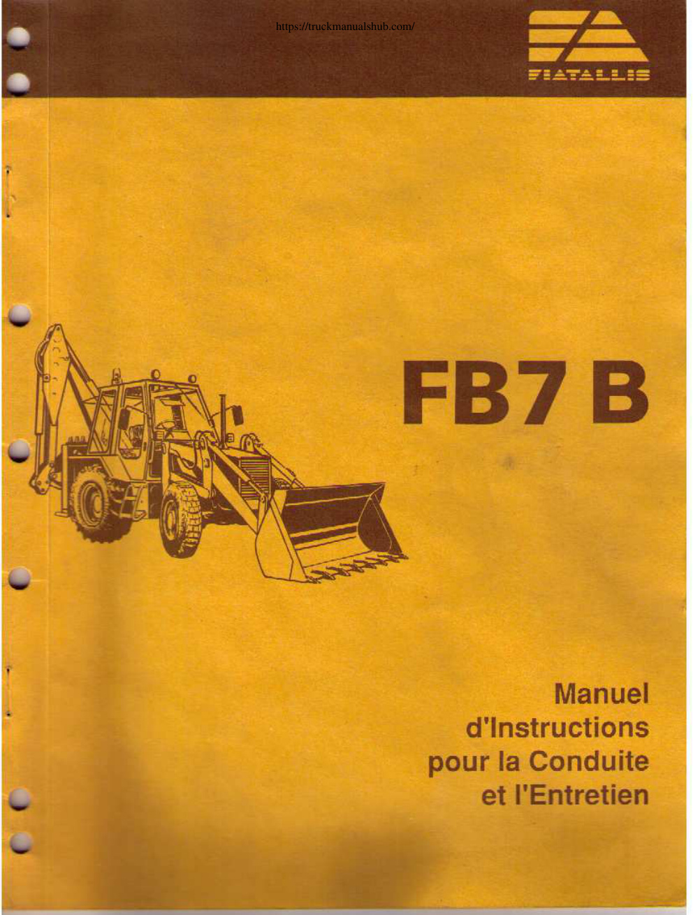 Première page de FIATALLIS FB7B Manuel d'instructions pour la conduite et l'entretien