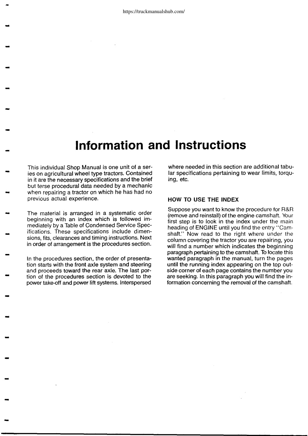 Première page de Information and Instructions