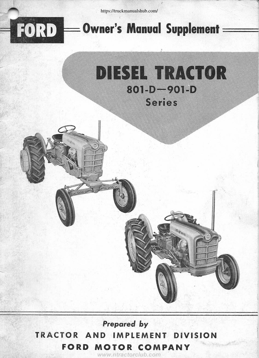 Première page de Owner's Manual Supplement - Diesel Tractor - 801-D - 901-D Series