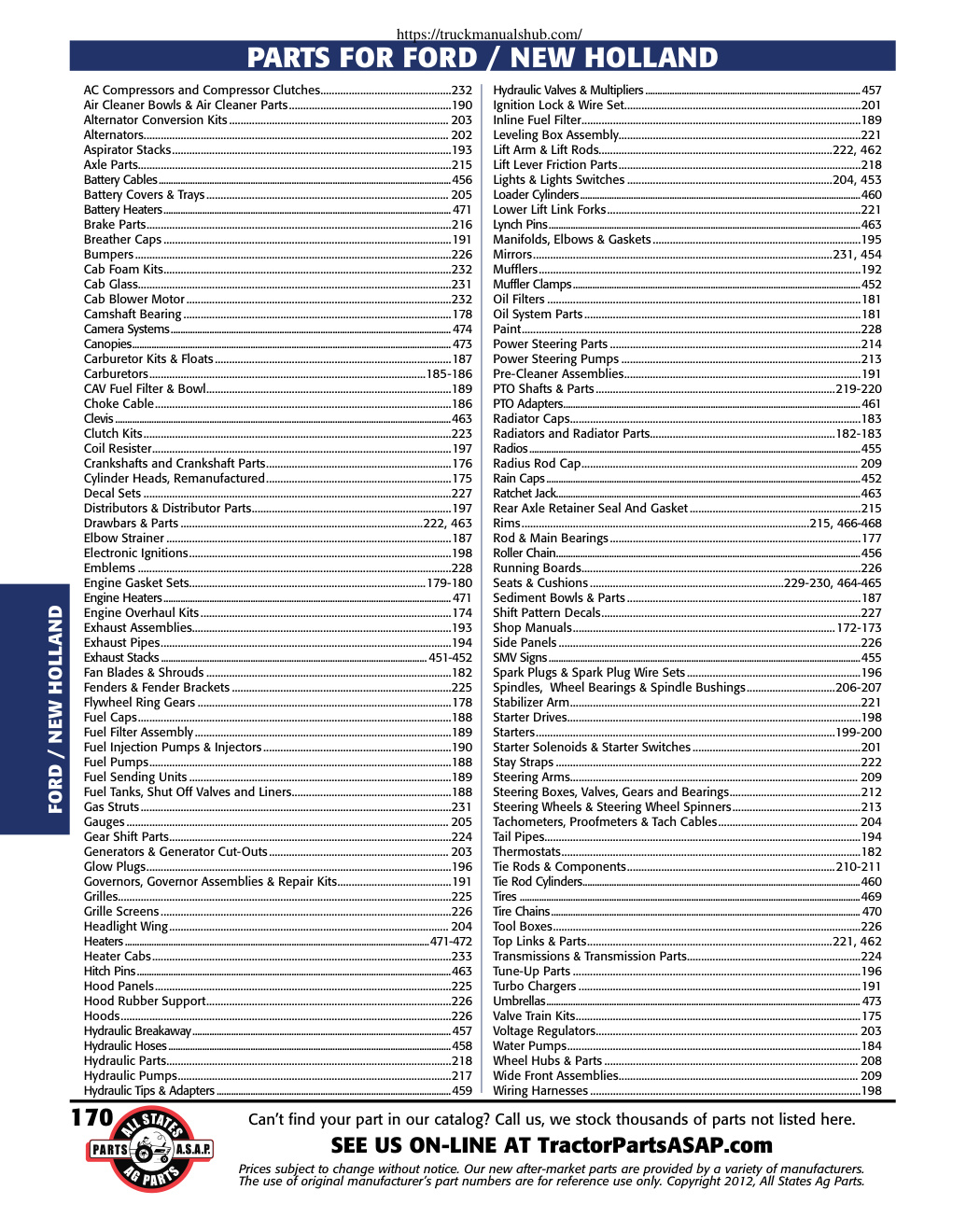 Première page de PARTS FOR FORD / NEW HOLLAND