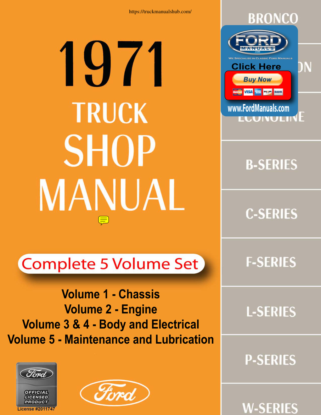 Première page de DEMO - 1971 Ford Truck Shop Manual