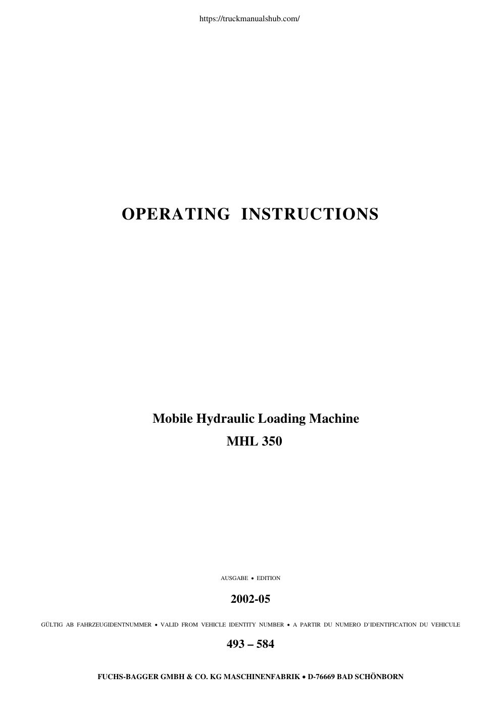 Première page de OPERATING INSTRUCTIONS